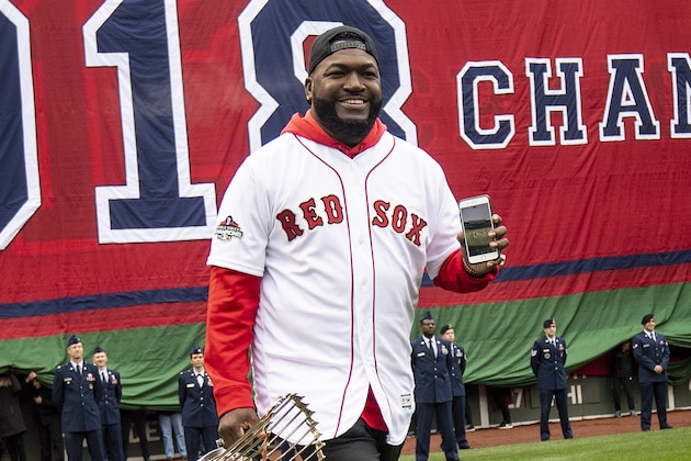 BOSTON, MA - APRIL 9: Former designated hitter David Ortiz of the Boston Red Sox is introduced with the World Series trophy during a 2018 World Series championship ring ceremony before the Opening Day game against the Toronto Blue Jays on April 9, 2019 at Fenway Park in Boston, Massachusetts. (Photo by Billie Weiss/Boston Red Sox/Getty Images) BOSTON, MA - APRIL 9: Former designated hitter David Ortiz of the Boston Red Sox is introduced with the World Series trophy during a 2018 World Series championship ring ceremony before the Opening Day game against the Toronto Blue Jays on April 9, 2019 at Fenway Park in Boston, Massachusetts. (Photo by Billie Weiss/Boston Red Sox/Getty Images)