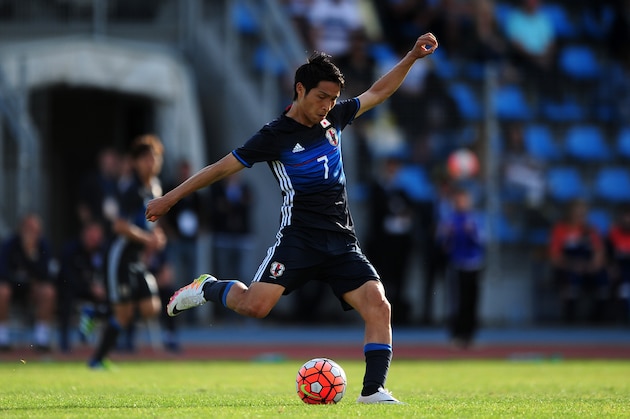 TOULON, FRANCE - MAY 27: Riki Harakawa of Japan during the Toulon Tournament match between Japan and England at the Stade Leo Lagrange on May 27, 2016 in Toulon, France. (Photo by Harry Trump/Getty Images)