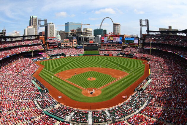 ST. LOUIS, MO - APRIL 6: A general view of Busch Stadium during a game between the St. Louis Cardinals and the San Diego Padres on April 6, 2019 in St. Louis, Missouri.  (Photo by Dilip Vishwanat/Getty Images)