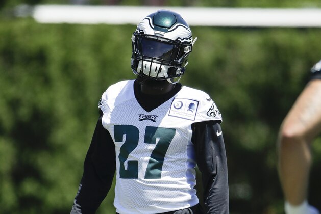 CORRECTS TO TUESDAY, JUNE 11, NOT MONDAY, JUNE 10 - Philadelphia Eagles strong safety Malcolm Jenkins moves in-between drills at the NFL football team's practice facility in Philadelphia, Tuesday, June 11, 2019. (AP Photo/Matt Rourke)