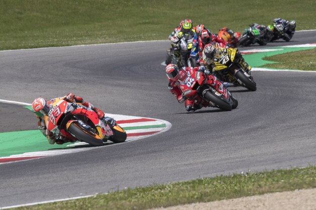 SCARPERIA, ITALY - JUNE 02: Marc Marquez of Spain and Repsol Honda Team leads the field during the MotoGP race during the MotoGp of Italy - Race at Mugello Circuit on June 02, 2019 in Scarperia, Italy. (Photo by Mirco Lazzari gp/Getty Images)