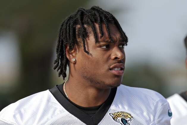 Jacksonville Jaguars cornerback Jalen Ramsey walks to the field at an NFL football practice, Tuesday, June 11, 2019, in Jacksonville, Fla. (AP Photo/John Raoux)