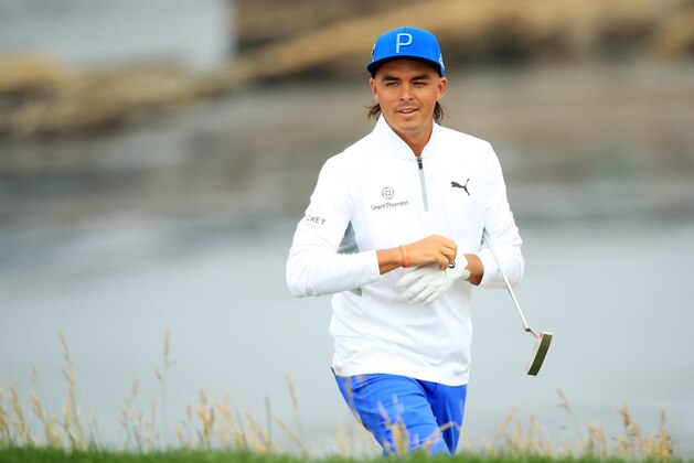 PEBBLE BEACH, CALIFORNIA - JUNE 13: Rickie Fowler of the United States reacts to his third shot on the sixth hole during the first round of the 2019 U.S. Open at Pebble Beach Golf Links on June 13, 2019 in Pebble Beach, California. (Photo by Andrew Redington/Getty Images)