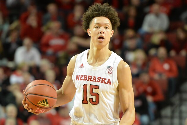 LINCOLN, NE - FEBRUARY 6: Isaiah Roby #15 of the Nebraska Cornhuskers dribbles against the Maryland Terrapins at Pinnacle Bank Arena on February 6, 2019 in Lincoln, Nebraska. (Photo by Steven Branscombe/Getty Images)