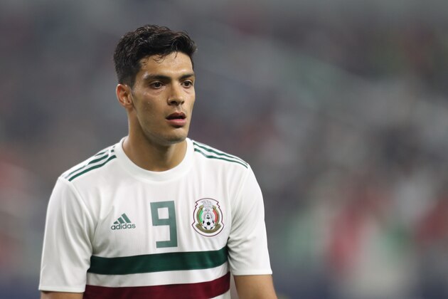 ARLINGTON, TX - JUNE 09: Raul Jimenez of Mexico looks on during the match between Ecuador and Mexico at AT&T Stadium on June 9, 2019 in Arlington, Texas. (Photo by Omar Vega/Getty Images)