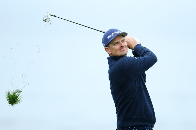 PEBBLE BEACH, CALIFORNIA - JUNE 14: Justin Rose of England plays a second shot on the 11th hole during the second round of the 2019 U.S. Open at Pebble Beach Golf Links on June 14, 2019 in Pebble Beach, California. (Photo by Warren Little/Getty Images)