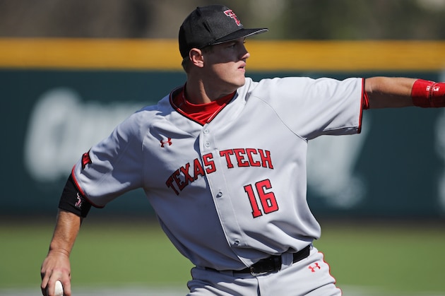 Texas Tech third baseman Josh Jung during an NCAA college baseball game against Kansas State, Sunday, March 31, 2019, in Manhattan, Kan. (AP Photo/Colin E. Braley)