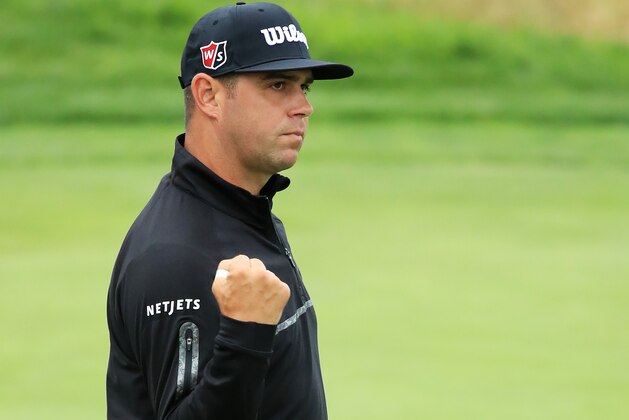 PEBBLE BEACH, CALIFORNIA - JUNE 14: Gary Woodland of the United States reacts after a par-saving putt on the eighth hole during the second round of the 2019 U.S. Open at Pebble Beach Golf Links on June 14, 2019 in Pebble Beach, California. (Photo by Andrew Redington/Getty Images)