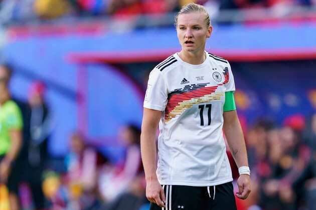 VALENCIENNES, FRANCE - JUNE 12: Alexandra Popp of Germany looks on during the 2019 FIFA Women's World Cup France group B match between Germany and Spain at Stade du Hainaut on June 12, 2019 in Valenciennes, France. (Photo by TF-Images/Getty Images)