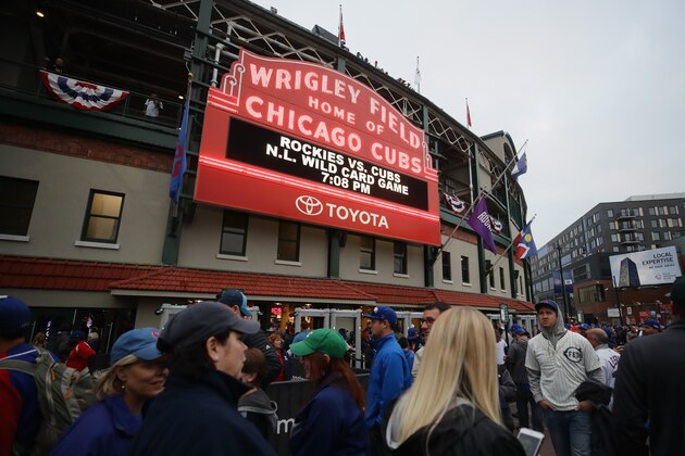CHICAGO, IL - OCTOBER 02:  A general view of fans prior to the National League Wild Card Game between the Colorado Rockies and the Chicago Cubs at Wrigley Field on October 2, 2018 in Chicago, Illinois.  (Photo by Jonathan Daniel/Getty Images)