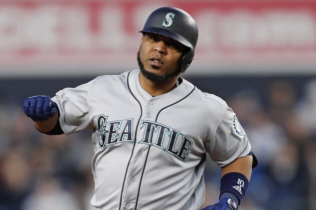 Seattle Mariners' Edwin Encarnacion trots the bases on his fifth-inning, solo home run off New York Yankees starting pitcher Luis Cessa in a baseball game, Wednesday, May 8, 2019, in New York. (AP Photo/Kathy Willens)