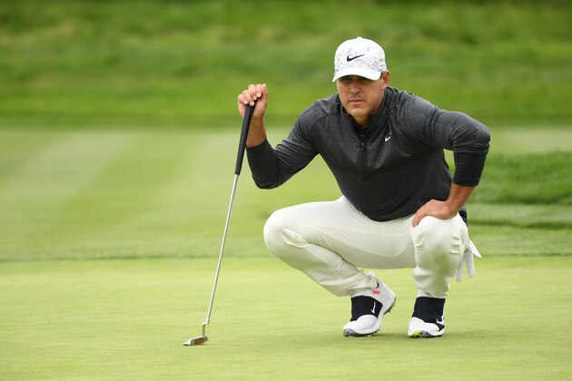 PEBBLE BEACH, CALIFORNIA - JUNE 15: Brooks Koepka of the United States lines up a putt  during the third round of the 2019 U.S. Open at Pebble Beach Golf Links on June 15, 2019 in Pebble Beach, California. (Photo by Harry How/Getty Images)