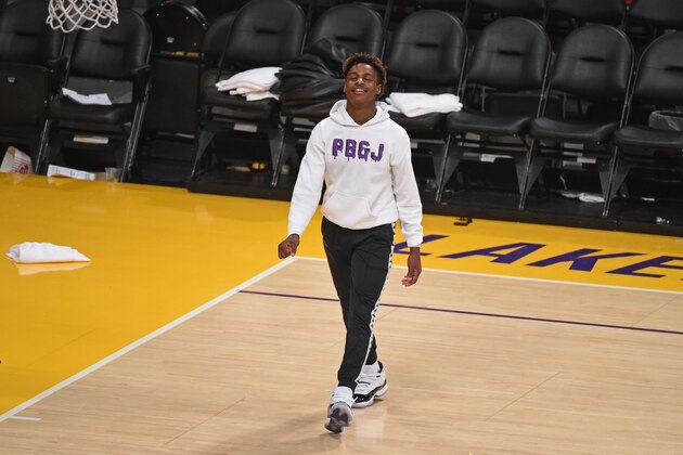 LOS ANGELES, CA - DECEMBER 28: LeBron James Jr. shoots around after a game between the LA Clippers and the Los Angeles Lakers on December 28, 2018 at STAPLES Center in Los Angeles, California. NOTE TO USER: User expressly acknowledges and agrees that, by downloading and/or using this photograph, user is consenting to the terms and conditions of the Getty Images License Agreement. Mandatory Copyright Notice: Copyright 2018 NBAE (Photo by Adam Pantozzi/NBAE via Getty Images)