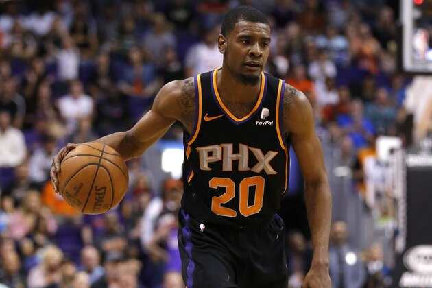 Phoenix Suns forward Josh Jackson (20) in the second half during an NBA basketball game against the New Orleans Pelicans, Friday, April 5, 2019, in Phoenix. The Suns defeated the Pelicans 133-126 in overtime. (AP Photo/Rick Scuteri)