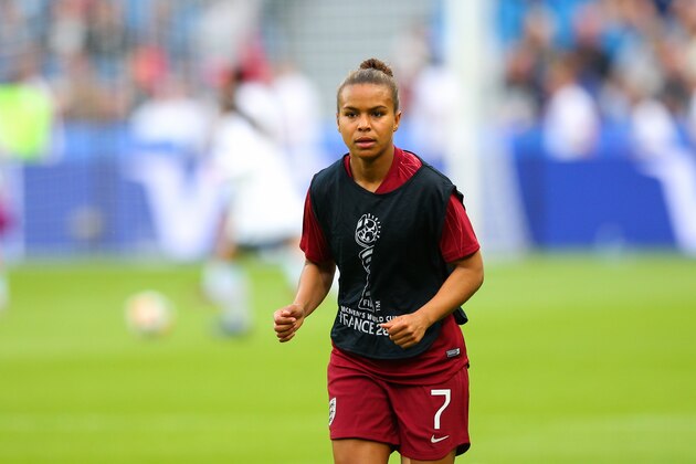LE HAVRE, FRANCE - JUNE 14: Nikita Parris of England during the pre-match warm-up ahead of the 2019 FIFA Women's World Cup France group D match between England and Argentina at  on June 14, 2019 in Le Havre, France. (Photo by Craig Mercer/MB Media/Getty Images)