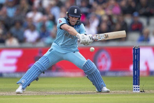 MANCHESTER, ENGLAND - JUNE 18: Eoin Morgan of England batting during the Group Stage match of the ICC Cricket World Cup 2019 between England and Afghanistan at Old Trafford on June 18, 2019 in Manchester, England. (Photo by Visionhaus/Getty Images)