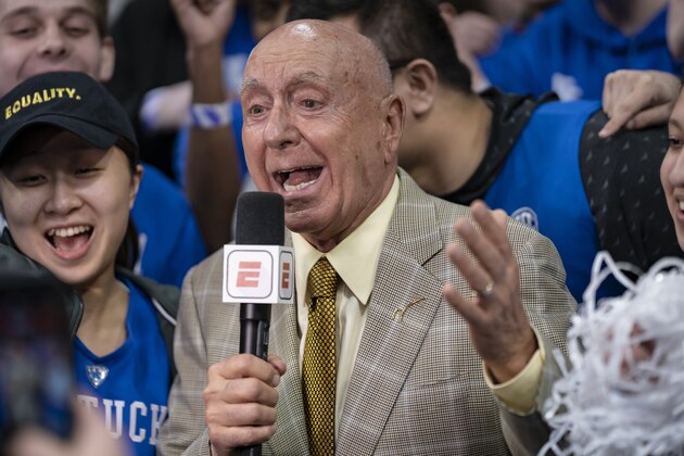 LEXINGTON, KY - FEBRUARY 12: ESPN commentator Dick Vitale is seen before the Kentucky Wildcats and LSU Tigers game at Rupp Arena on February 12, 2019 in Lexington, Kentucky. (Photo by Michael Hickey/Getty Images)