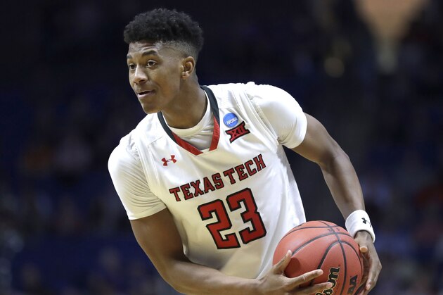Texas Tech's Jarrett Culver looks to poss during the second half of a first round men's college basketball game against Northern Kentucky in the NCAA Tournament Friday, March 22, 2019, in Tulsa, Okla. Texas Tech won 72-57. (AP Photo/Jeff Roberson)