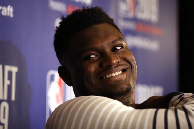 NEW YORK, NEW YORK - JUNE 19: Zion Williamson speaks to the media ahead of the 2019 NBA Draft at the Grand Hyatt New York on June 19, 2019 in New York City. NOTE TO USER: User expressly acknowledges and agrees that, by downloading and or using this photograph, User is consenting to the terms and conditions of the Getty Images License Agreement. (Photo by Mike Lawrie/Getty Images)