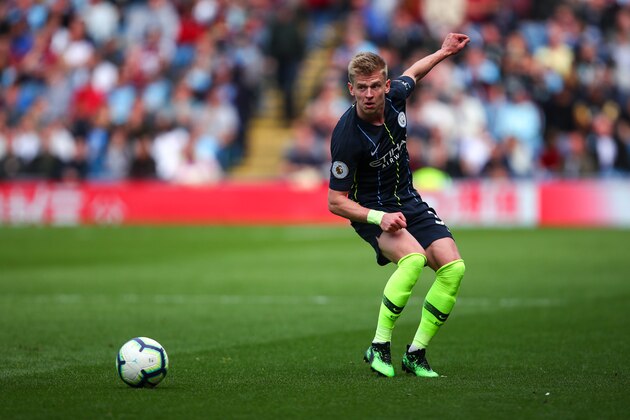 BURNLEY, ENGLAND - APRIL 28: Alexander Zinchenko of Manchester City during the Premier League match between Burnley FC and Manchester City at Turf Moor on April 28, 2019 in Burnley, United Kingdom. (Photo by Robbie Jay Barratt - AMA/Getty Images)