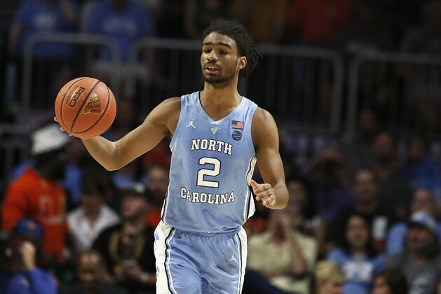 North Carolina Tar Heels guard Coby White (2) in action during the first half of an NCAA college basketball game against on Saturday, Jan. 19, 2019, in Coral Gables, Fla. (AP Photo/Brynn Anderson)