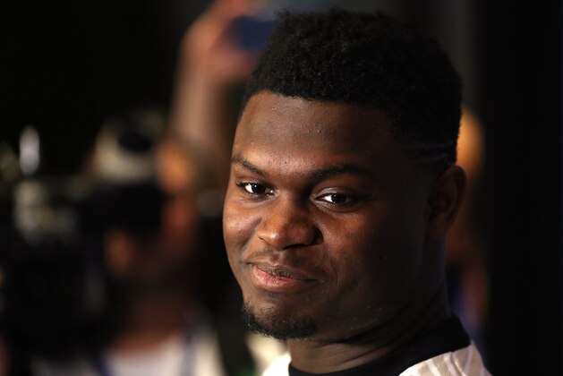 NEW YORK, NEW YORK - JUNE 19: Zion Williamson speaks to the media ahead of the 2019 NBA Draft at the Grand Hyatt New York on June 19, 2019 in New York City. NOTE TO USER: User expressly acknowledges and agrees that, by downloading and or using this photograph, User is consenting to the terms and conditions of the Getty Images License Agreement. (Photo by Mike Lawrie/Getty Images)