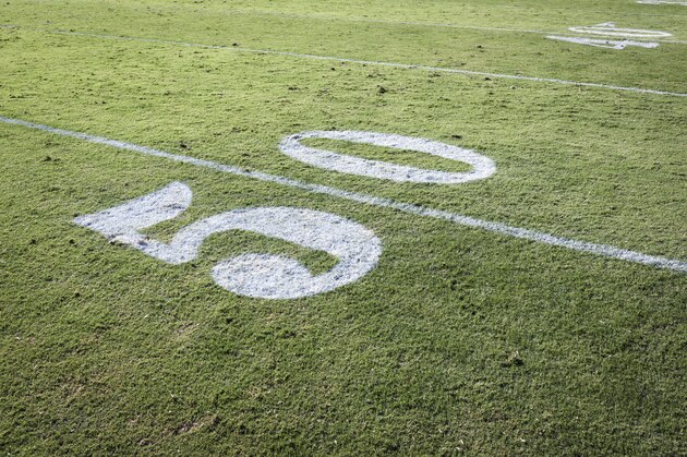 PALO ALTO, CA - SEPTEMBER 30:  A detail view of the 50 yard line on the football field at Stanford Stadium during an NCAA Pac-12 football game between the Stanford Cardinal and the Arizona State University Sun Devils on September 30, 2017 Palo Alto, California.  (Photo by David Madison/Getty Images)