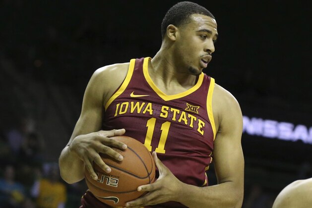Iowa State guard Talen Horton-Tucker (11) pulls down a rebound against Baylor in the first half of an NCAA college basketball game, Tuesday, Jan. 8, 2019, in Waco, Texas. (AP Photo/Rod Aydelotte)