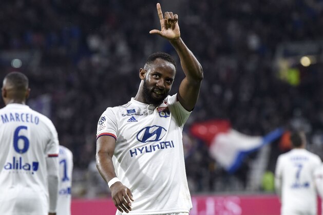 Lyon's French forward Moussa Dembele reacts after scoring during the French L1 football match between Olympique Lyonnais and Caen on May 18, 2019, at the Parc Olympique Lyonnais stadium in Decines-Charpieu, central-eastern France. (Photo by PHILIPPE DESMAZES / AFP)        (Photo credit should read PHILIPPE DESMAZES/AFP/Getty Images)