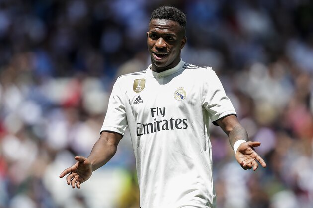 MADRID, SPAIN - MAY 19: Vinicius Junior of Real Madrid during the La Liga Santander  match between Real Madrid v Real Betis Sevilla at the Santiago Bernabeu on May 19, 2019 in Madrid Spain (Photo by David S. Bustamante/Soccrates/Getty Images)