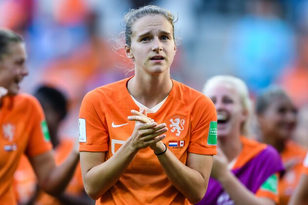 Vivianne Miedema of Netherlands women during the FIFA Women's World Cup France 2019 group E match between The Netherlands and Canada at Stade Auguste-Delaune on June 20, 2019 in Reims, France(Photo by VI Images via Getty Images)