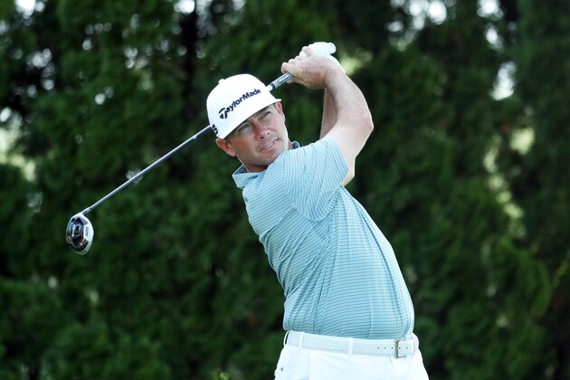 CROMWELL, CONNECTICUT - JUNE 23: Chez Reavie of the United States plays his shot from the ninth tee during the final round of the Travelers Championship at TPC River Highlands on June 23, 2019 in Cromwell, Connecticut. (Photo by Rob Carr/Getty Images)