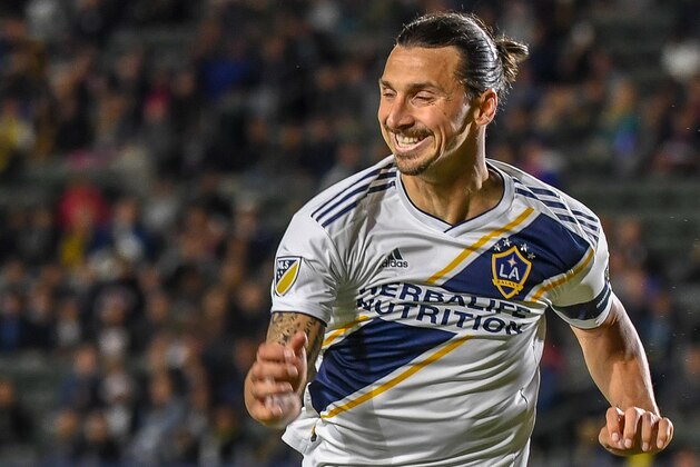 CARSON, CA - JUNE 2: Zlatan Ibrahimovic #9 of Los Angeles Galaxy during the Los Angeles Galaxy's MLS match against New England Revolution at the Dignity Health Sports Park on June 2, 2019 in Carson, California.  New England Revolution won the match 2-1 (Photo by Shaun Clark/Getty Images)