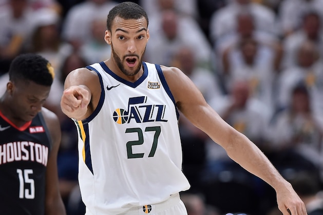 SALT LAKE CITY, UT - APRIL 22: Rudy Gobert #27 of the Utah Jazz complains about a foul in Game Four during the first round of the 2019 NBA Western Conference Playoffs against the Houston Rockets at Vivint Smart Home Arena on April 22, 2019 in Salt Lake City, Utah. NOTE TO USER: User expressly acknowledges and agrees that, by downloading and or using this photograph, User is consenting to the terms and conditions of the Getty Images License Agreement. (Photo by Gene Sweeney Jr./Getty Images) SALT LAKE CITY, UT - APRIL 22: Rudy Gobert #27 of the Utah Jazz complains about a foul in Game Four during the first round of the 2019 NBA Western Conference Playoffs against the Houston Rockets at Vivint Smart Home Arena on April 22, 2019 in Salt Lake City, Utah. NOTE TO USER: User expressly acknowledges and agrees that, by downloading and or using this photograph, User is consenting to the terms and conditions of the Getty Images License Agreement. (Photo by Gene Sweeney Jr./Getty Images)