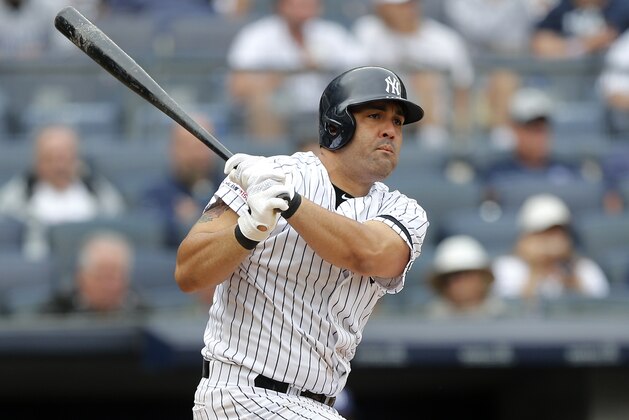 NEW YORK, NEW YORK - MAY 29:  (NEW YORK DAILIES OUT)  Kendrys Morales #36 of the New York Yankees in action against the San Diego Padres at Yankee Stadium on May 29, 2019 in New York City. (Photo by Jim McIsaac/Getty Images)