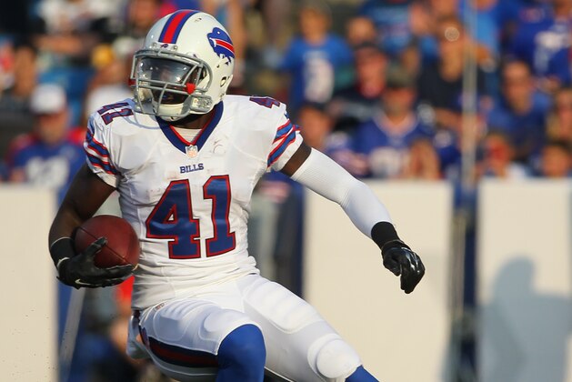 Buffalo Bills running back Cierre Wood carries the ball during the second half of a preseason NFL football game against the Pittsburgh Steelers on Saturday, Aug. 29, 2015, in Orchard Park, N.Y. (AP Photo/Bill Wippert)