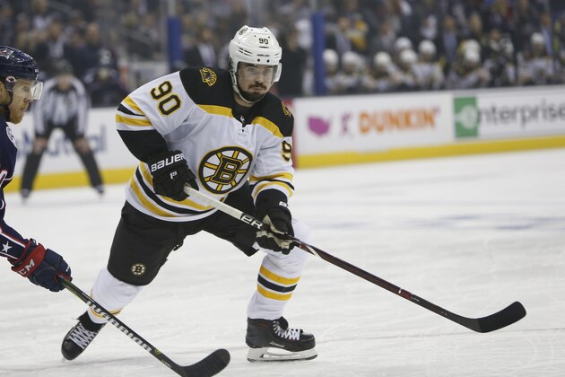 Boston Bruins' Marcus Johansson, of Sweden, plays against the Columbus Blue Jackets during Game 3 of an NHL hockey second-round playoff series Tuesday, April 30, 2019, in Columbus, Ohio. (AP Photo/Jay LaPrete)