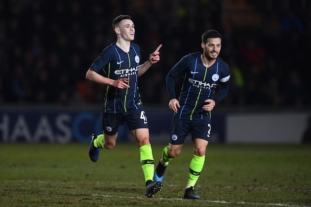 NEWPORT, WALES - FEBRUARY 16:  Phil Foden of Manchester City celebrates after scoring his team's second goal during the FA Cup Fifth Round match between Newport County AFC and Manchester City at Rodney Parade on February 16, 2019 in Newport, United Kingdom.  (Photo by Harry Trump/Getty Images)