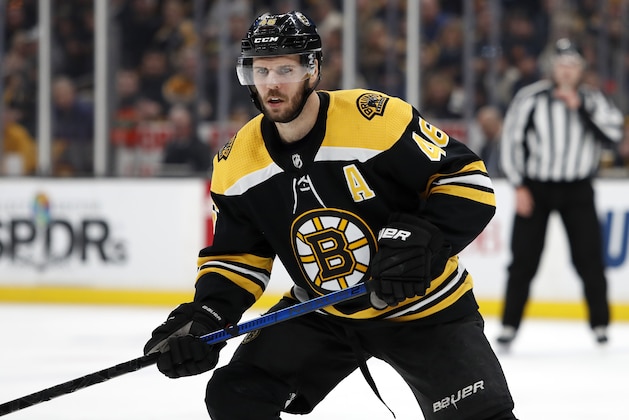 Boston Bruins' David Krejci during the second period of an NHL hockey game against the Los Angeles Kings Saturday, Feb. 9, 2019, in Boston. (AP Photo/Winslow Townson)