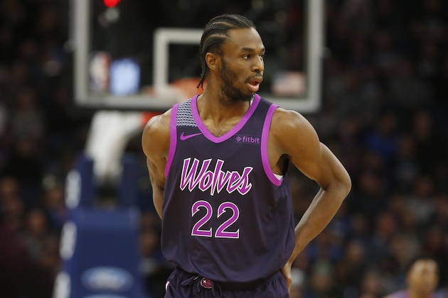 Minnesota Timberwolves' Andrew Wiggins plays against the Dallas Mavericks in an NBA basketball game Friday, Jan. 11, 2019, in Minneapolis. (AP Photo/Jim Mone)