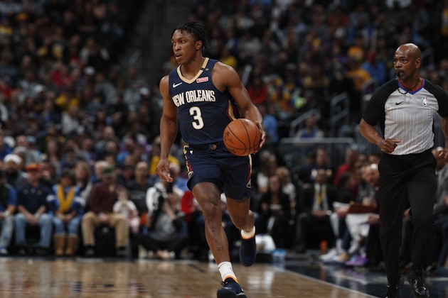 New Orleans Pelicans forward Stanley Johnson (3) in the first half of an NBA basketball game Saturday, March 2, 2019, in Denver. (AP Photo/David Zalubowski)