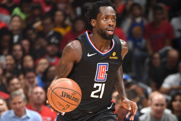 LOS ANGELES, CA - APRIL 26: Patrick Beverley #21 of the LA Clippers handles the ball against the Golden State Warriors during Game Six of Round One of the 2019 NBA Playoffs on April 26, 2019 at STAPLES Center in Los Angeles, California. NOTE TO USER: User expressly acknowledges and agrees that, by downloading and/or using this photograph, user is consenting to the terms and conditions of the Getty Images License Agreement. Mandatory Copyright Notice: Copyright 2019 NBAE (Photo by Andrew D. Bernstein/NBAE via Getty Images)