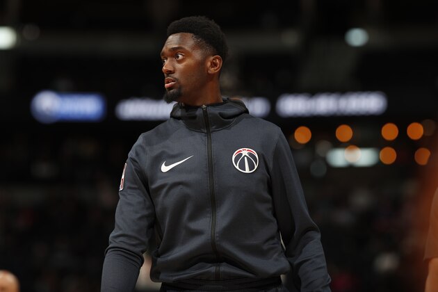 Washington Wizards forward Bobby Portis (5) in the first half of an NBA basketball game Sunday, March 31, 2019, in Denver. (AP Photo/David Zalubowski)