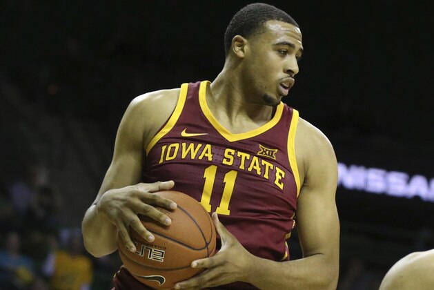 Iowa State guard Talen Horton-Tucker (11) pulls down a rebound against Baylor in the first half of an NCAA college basketball game, Tuesday, Jan. 8, 2019, in Waco, Texas. (AP Photo/Rod Aydelotte)
