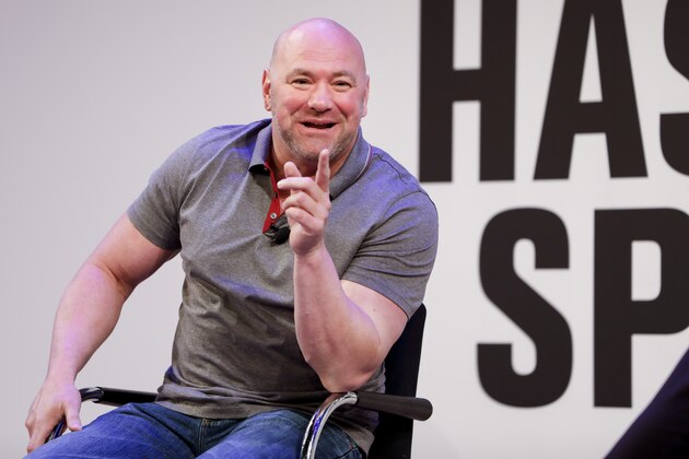 IMAGE DISTRIBUTED FOR HASHTAG SPORTS-  UFC President Dana White speaks with Jason Gay of the Wall Street Journal during the Hashtag Sports conference at the TimesCenter on Thursday, June 27, 2019 in New York. (Ann-Sophie Fjello-Jensen/AP Images for Hashtag Sports)