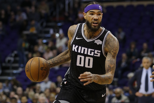 Sacramento Kings center Willie Cauley-Stein (00) in the first half during an NBA basketball game against the Phoenix Suns, Tuesday, Jan. 8, 2019, in Phoenix. (AP Photo/Rick Scuteri)