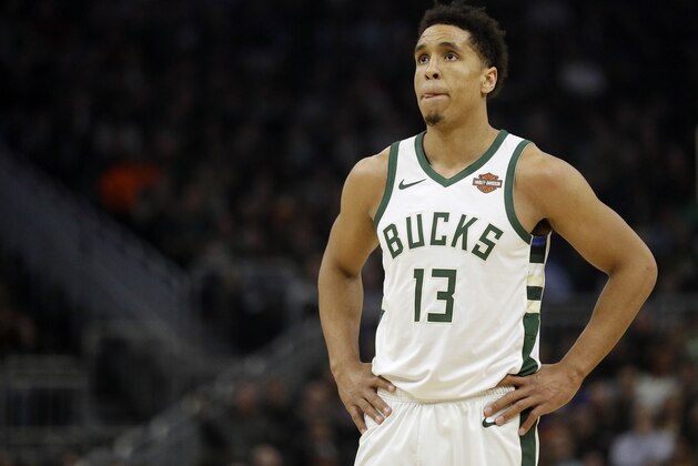 Milwaukee Bucks' Malcolm Brogdon during the first half of an NBA basketball game against the Indiana Pacers Thursday, March 7, 2019, in Milwaukee. (AP Photo/Aaron Gash)