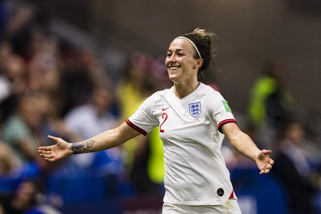 LE HAVRE, FRANCE - JUNE 27: Lucy Bronze of England celebrating her goal during the 2019 FIFA Women's World Cup France Quarter Final match between Norway and England at  on June 27, 2019 in Le Havre, France. (Photo by Marcio Machado/Getty Images)