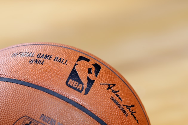 INDIANAPOLIS, IN - NOVEMBER 6: Detail view of official NBA game ball with logo and commissioner Adam Silver signature as the Indiana Pacers play a game against the Miami Heat at Bankers Life Fieldhouse on November 6, 2015 in Indianapolis, Indiana. The Pacers defeated the Heat 90-87. NOTE TO USER: User expressly acknowledges and agrees that, by downloading and or using the photograph, User is consenting to the terms and conditions of the Getty Images License Agreement. (Photo by Joe Robbins/Getty Images)