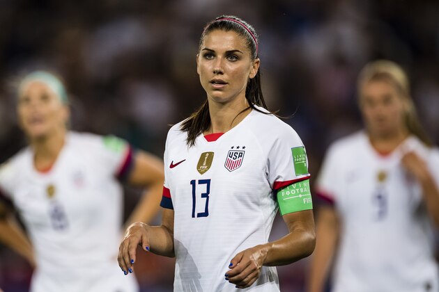 PARIS, FRANCE - JUNE 28: Alex Morgan of United States during the 2019 FIFA Women's World Cup France Quarter Final match between France and USA at Parc des Princes on June 28, 2019 in Paris, France. (Photo by Marcio Machado/Getty Images)